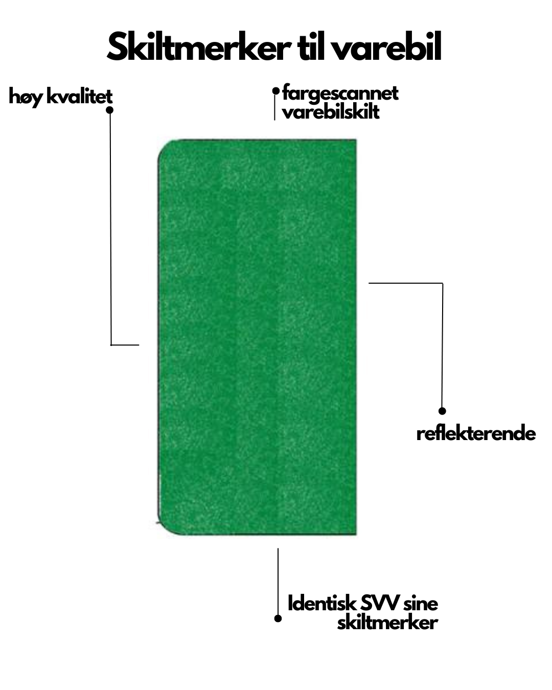 VAREBIL Skiltmerket.no - Grønn Reflekterende skiltmerker 2stk
